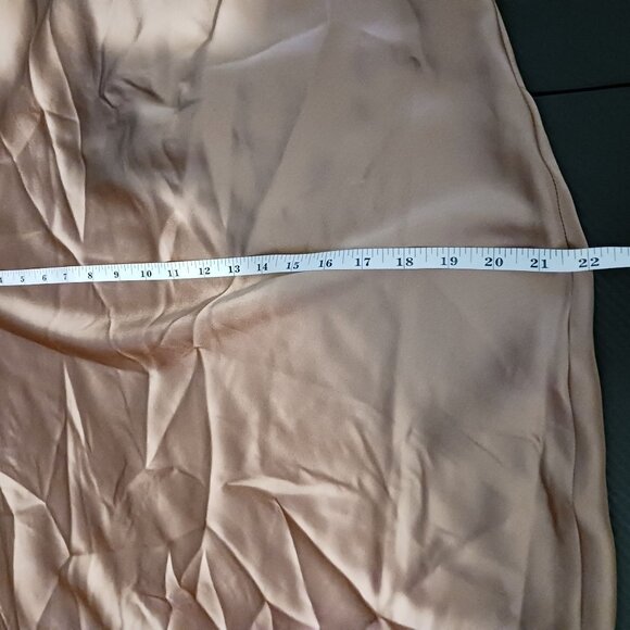 NEW Social Bridesmaids Ruffle Trimmed Open-Back Maxi Slip Dress Toffee‎ Size LB - Picture 14 of 14